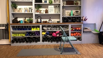 Accessible Revolved Side Angle Pose Yoga Flow with chair support (parivrtta parsvakonasana)