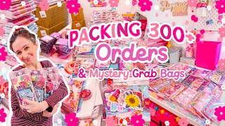 Packing 300+ Orders and Mystery Grab Bags ✨ SMALL BUSINESS STUDIO VLOG 🩷