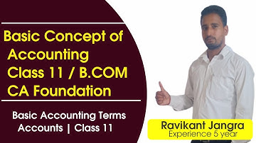 Basic Concept of Accounting Class 11  B.COM  CA Foundation Basic Accounting Terms  Accounts Class 11