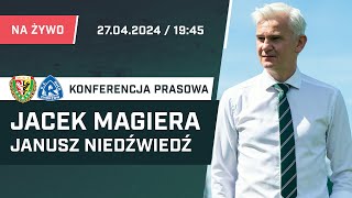 Jacek Magiera i Janusz Niedźwiedź po meczu Śląsk Wrocław - Ruch Chorzów (konferencja prasowa)