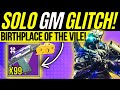 New SOLO Grandmaster Farm GLITCH! Birthplace Of The Vile Nightfall BOSS CHEESE &amp; Exploit! Destiny 2