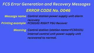 FCS Error Generation and Recovery Messages Error code 0046 by Instrumentation & Control 6 views 2 months ago 45 seconds