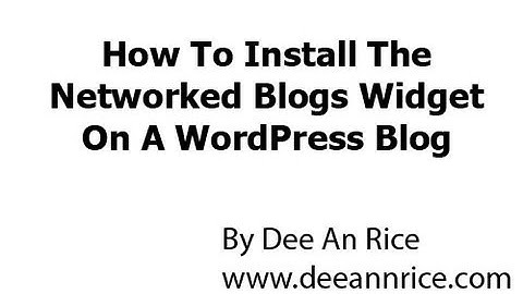 How To Install Networked Blogs Widget