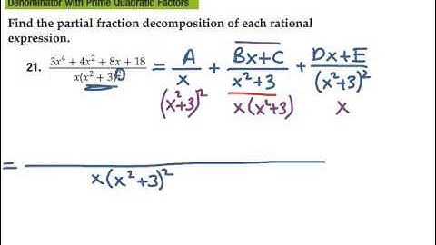 partial fractions   denominator with prime quadratic factors