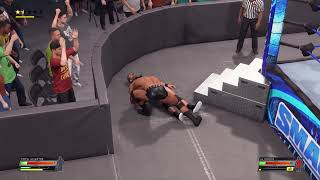 German suplex through barricade