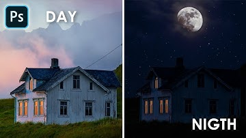 how to Convert Day Scene to Night in Adobe Photoshop - Urdu / Hindi