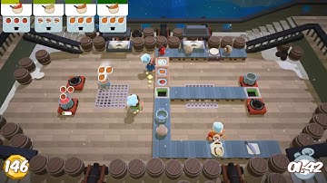 [World Record] Overcooked Level 3-2 3 player coop 3 stars score 308