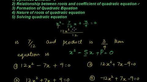 Exam prep – F.Sc. Math LEC 2:  Quadratic Equations