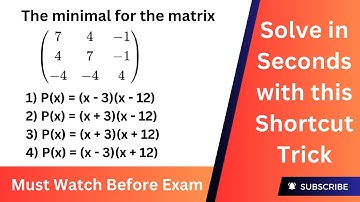 Solved MCQ on TNSET Linear Algebra | Minimal polynomial  | #tnsetmaths #pgtrbmaths #setexam2024