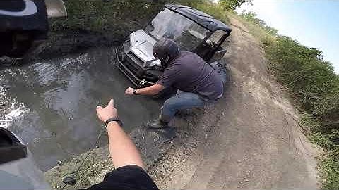 Polaris Ranger 570 Mid Sized - Buried in Mud. Winch Recovery by Honda Rancher 420. Gypsum City.