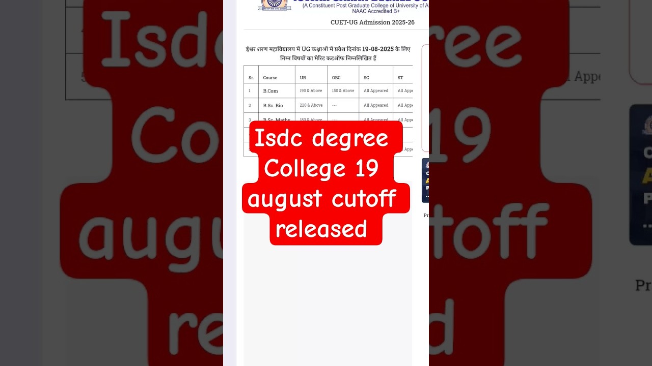 allahabad university affiliated colleges isdc 19 august cutoff released cuet UG 2025 