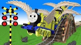 【踏切アニメ】あぶない電車 vs ANGEL Thomas Train 🚦 Fumikiri 3D Railroad Crossing Animation #1