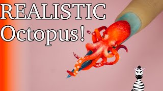 An Octopus is Hugging My Nail! Acrylic Nail Art Tutorial