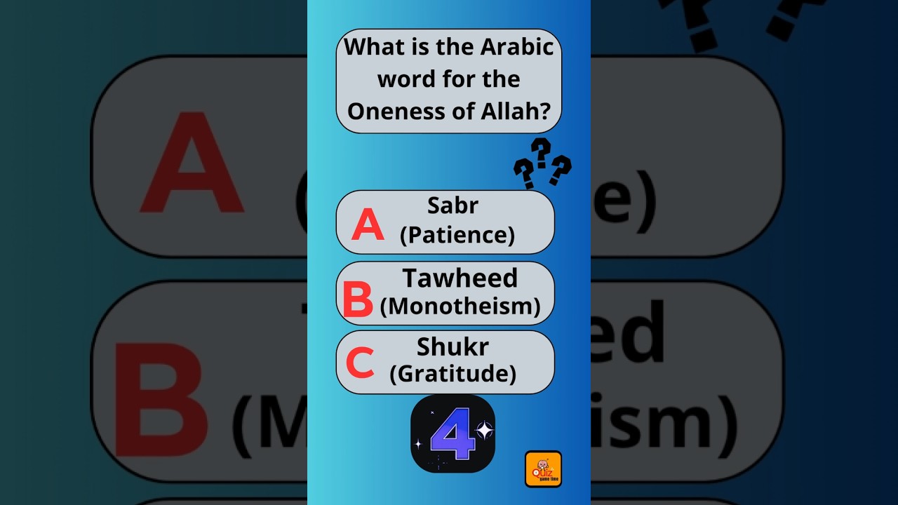 Welcome to today's  QuizGameTime🌟What is the Arabic word for the Oneness of Allah?  #shorts #quiz