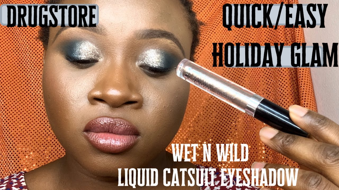 QUICK GLITTER EYELOOK USING DRUGSTORE LIQUID EYESHADOW | WET N WILD LIQUID CATSUIT EYESHADOW | TEMI