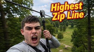 Zip lining on the highest zip line at The Adventure Park at Virginia Aquarium July 31st, 2026