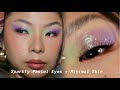 LET&#39;S CREATE A SPARKLY PASTEL LOOK USING OLD PRODUCTS＋MINIMAL SKIN | Asian Hooded Eyes