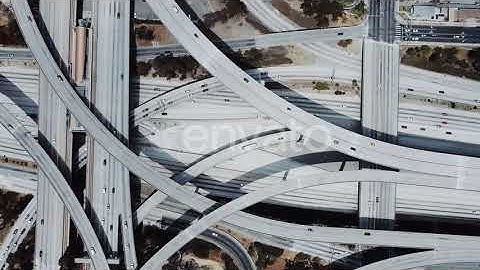 Drone Flying Right Revealing Amazing Highway Junction Interchange with Complex Roads, Levels and...
