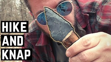 Flint Knapping a Flint Stone Knife in the Woods - Hike and Knap - Primitive Survival Tools