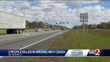3 killed, 2 seriously hurt in wrong-way crash in Volusia County
