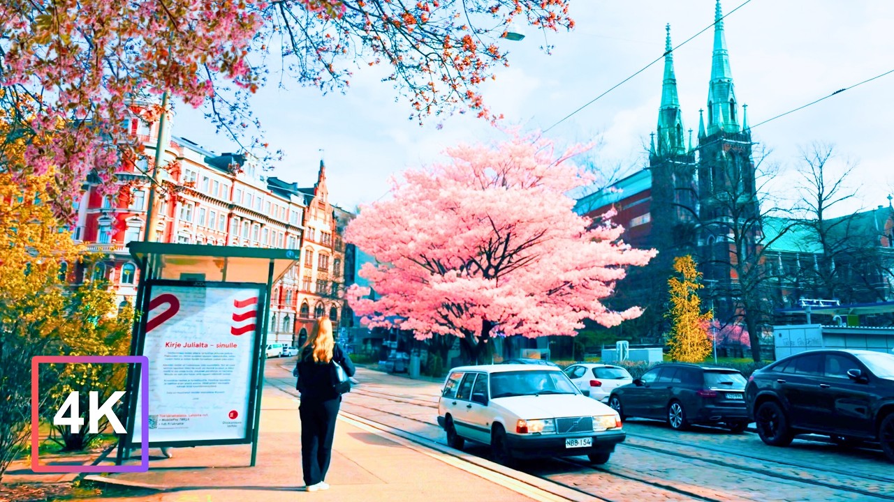SIGNS of SPRING in HELSINKI • 4K HDR Ambient Walk in FINLAND - Relaxing City Atmosphere
