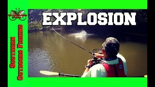 New River Smallmouth Kayak Fishing ~ Monster Muskie Topwater Explosion