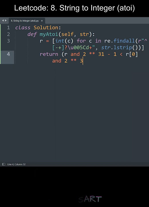 Leetcode 8. String to Integer (atoi) in Python | Python Leetcode ...
