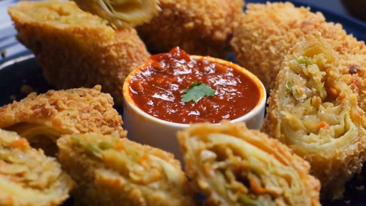 Veg Spring Roll Recipe | Dilli Wale Kurkure Spring Rolls | Desi Chinese Food