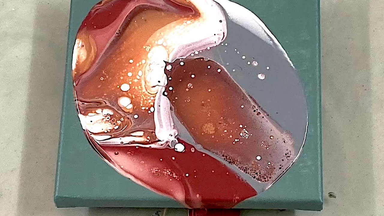 Simple flip cup, dutch pour with pearl cells. Acrylic pour painting ...