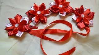 Лента для волос с цветами из атласных лент / Мамулькины Творилки Лента для волос с цветами из атласных лент / Мамулькины Творилки