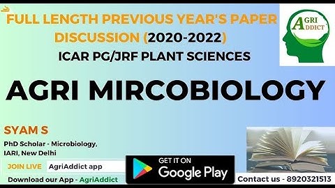 Microbiology  Previous Year Discussion Paper of AIEEE PG/ICAR JRF - (2020-2022)