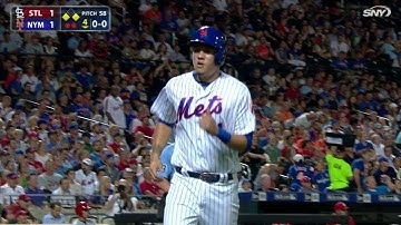 STL@NYM: Flores scores on a double play in the 4th