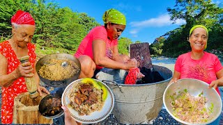 Margot Nos Muestra Cómo Se Lavaba En El Río Y Cocina Un Moro Con Cerdo Guisado#campo #fogon #leña