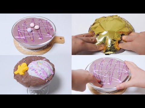 【ASMR】分厚くかたすぎたチョコ風アイスバーグスライムとパフェ風スライム?