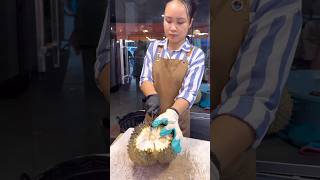 Perfect Lady Cutting Durian in Vientiane Laos - Fruits Cutting Skill