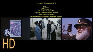 7 Vintage Commercials TV Guide WKRP WWII GAF Cannon Mills Water Tower Portland Chapel of Chimes 70s