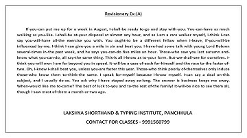 Pitman Shorthand - Revisionary Exercise (A) Dictation (40 WPM)