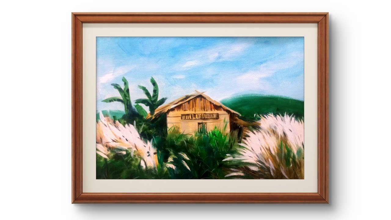 Acrylic colour village drawing। 