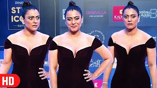 Kajol48Years Old L00Ks Super Stunning In Black Deep Neck Gown At Pinkvilla Style Icons Awards 2023
