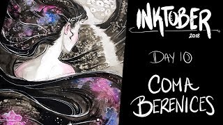 Inktober 2018 ~ DAY TEN ~ Coma Berenices ~ Ink Galaxy Hair Drawing