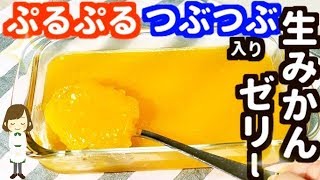 みかん大量消費！レンジで簡単！『つぶつぶ生みかんゼリー』Mandarin orange jelly