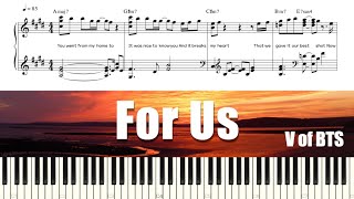 V of BTS - For Us | Piano Tutorial | Sheet Music | 피아노 악보