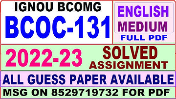 bcoc 131 solved assignment 2022-23 / bcoc 131 solved assignment in English / ignou bcomg solved