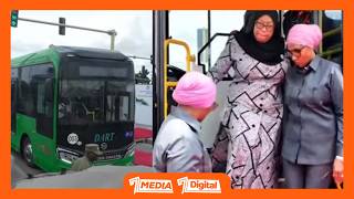 WATCH THE MOMENTS AS PRESIDENT SAMIA BOARDS THE MBAGALA BUS RAPID TRANSIT
