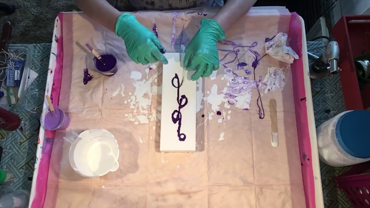 (072) String Pulling Acrylic Pouring - YouTube