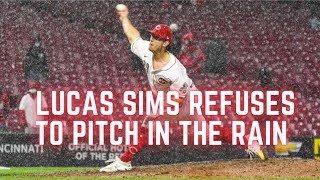 Lucas Sims REFUSES to pitch until rain delay screenshot 1