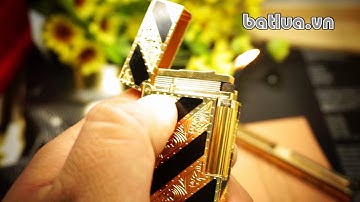 Bật Lửa S.T.Dupont sọc kẻ chéo đen vương miện Mẫu 21