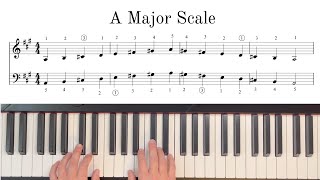 A Major Scale- One Octave- Easy Piano