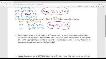 Unit 2 Domain and Range from equations and word problems