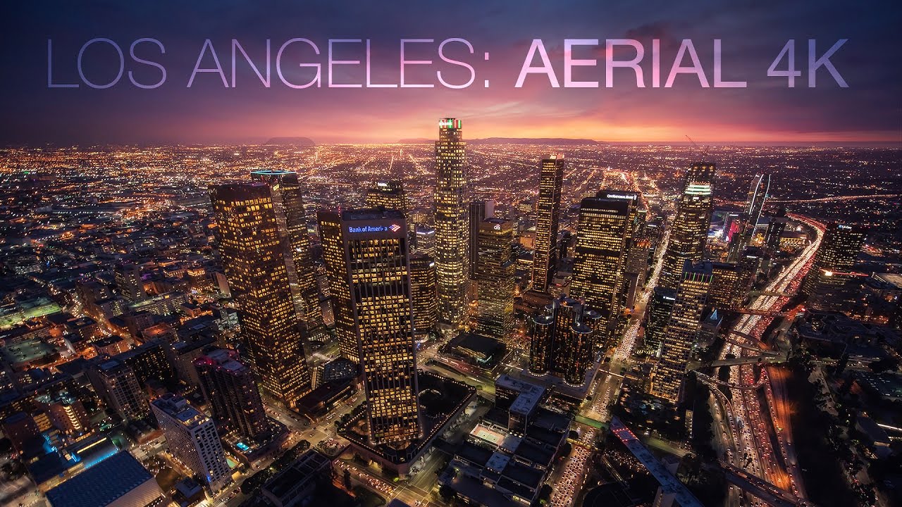 Cityscape Los Angeles Aerial 4K - Helicopter Ride